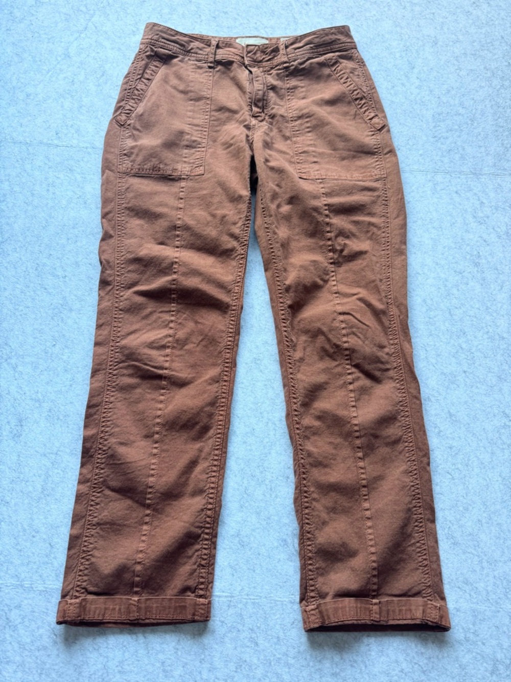 Anthropologie The Wanderer Women’s Utility Pants Rust Orange Straight Leg Sz 28